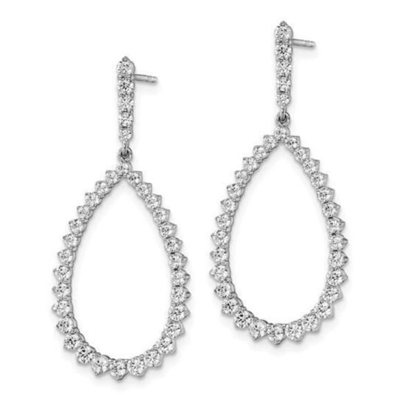 14K White Gold LAB GROWN DIAMOND Post Dangle Earrings. - Picture 2 of 5